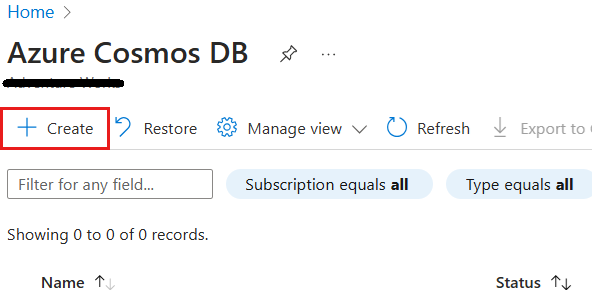 Create Azure Cosmos DB for NoSQL